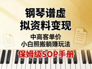 小红书钢琴谱虚拟资料变现，中高客单价，小白照搬的“躺賺”玩法【保姆级SOP手册】-阳知网创资源库