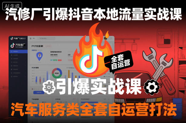 汽修厂引爆抖音本地流量实战课，汽车服务类全套自运营打法-阳知网创资源库