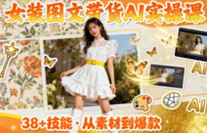 女装图文带货的AI实操课,覆盖38个实用技能,快速提升素材制作效率-阳知网创资源库