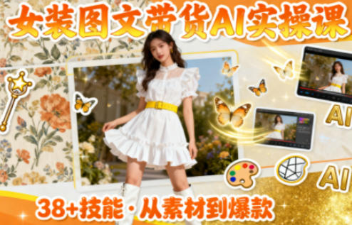 女装图文带货的AI实操课,覆盖38个实用技能,快速提升素材制作效率-阳知网创资源库