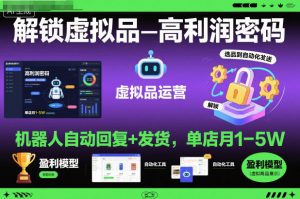 解锁虚拟品高利润密码:机器人自动回复+发货,单店月1-5W【揭秘】-阳知网创资源库