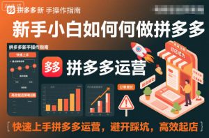 新手小白如何做拼多多,快速上手拼多多运营,避开踩坑,高效起店-阳知网创资源库