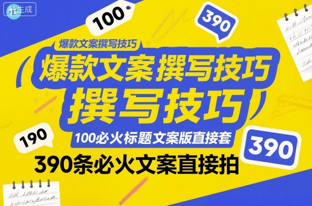 爆款文案撰写技巧,100个必火标题文案模版直接套,390条必火文案直接拍-阳知网创资源库