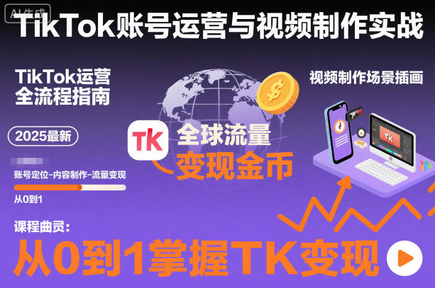 2025最新TikTok账号运营与视频制作实战全流程,从0到1掌握TK变现(含11月最新TK搬运技术)-阳知网创资源库
