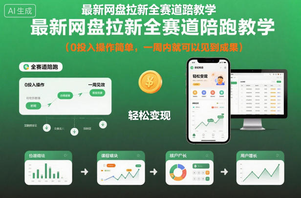 最新网盘拉新全赛道陪跑教学,0投入操作简单,一周内就可以见到成果-阳知网创资源库