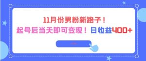 11月份男粉新路子,起号后当天即可变现,日收益4张-阳知网创资源库