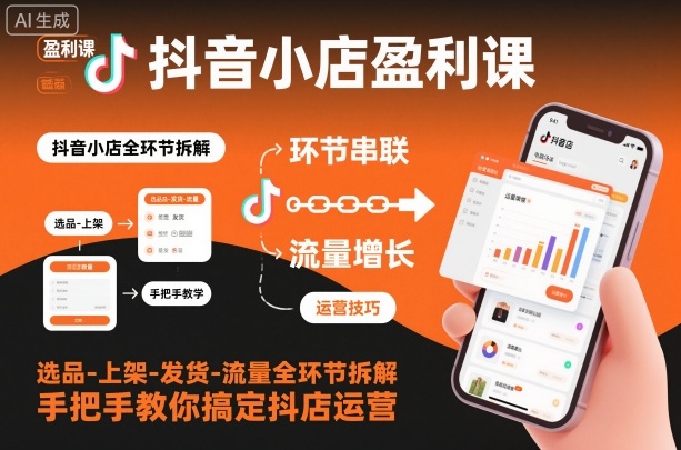 抖音小店盈利课-选品-上架-发货-流量全环节拆解,手把手教你搞定抖店运营-阳知网创资源库