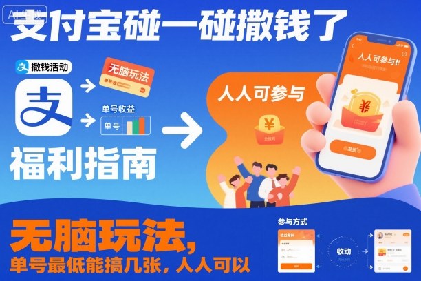 支付宝碰一碰撒钱了,无脑玩法,单号最低能搞几张,人人可以撸【揭秘】-阳知网创资源库