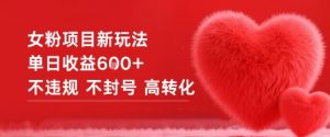 女粉项目新玩法单日收益6张+不违规不封号高转化-阳知网创资源库