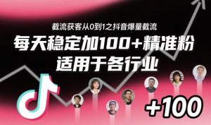 截流获客从0到1之抖音爆量截流,每天稳定加100+精准粉,适用于各行业-阳知网创资源库
