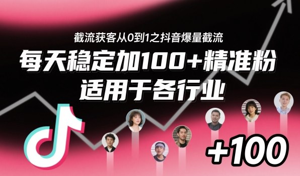 截流获客从0到1之抖音爆量截流,每天稳定加100+精准粉,适用于各行业-阳知网创资源库