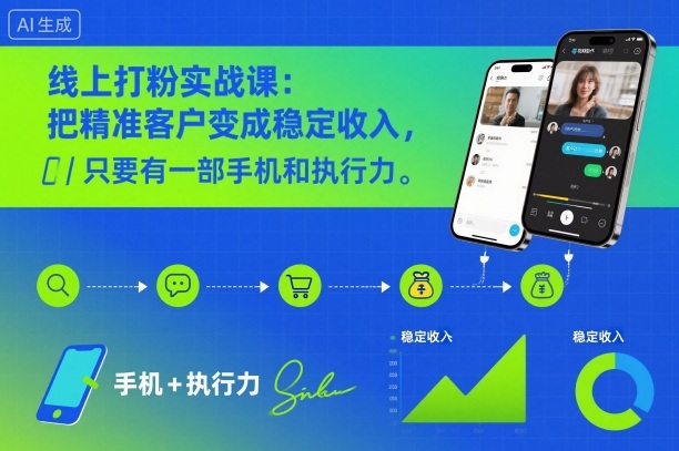 线上打粉实战课:把精准客户变成稳定收入,只要有一部手机和执行力-阳知网创资源库
