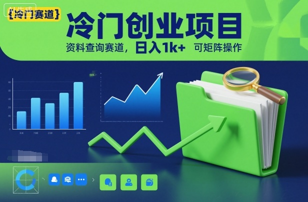 冷门创业项目,资料查询赛道,日入1k+,可矩阵操作-阳知网创资源库