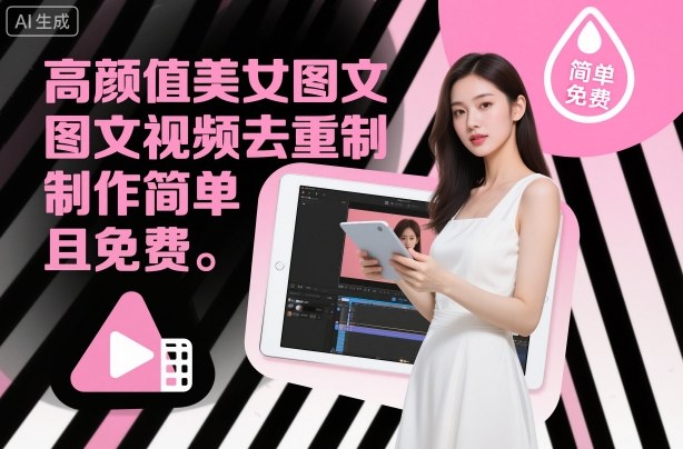 高颜值美女图文视频去重制作教学，制作简单且免费-阳知网创资源库