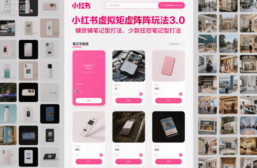 小红书虚拟矩阵玩法3.0,铺货铺笔记型打法,少款狂怼笔记型打法-阳知网创资源库
