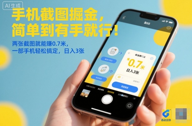 手机截图掘金,简单到有手就行!两张截图就能賺0.7米,一部手机轻松搞定,日入3张【揭秘】-阳知网创资源库