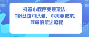 抖音小程序变现玩法,0粉丝也可以做,不需要成本,简单的玩法教程-阳知网创资源库