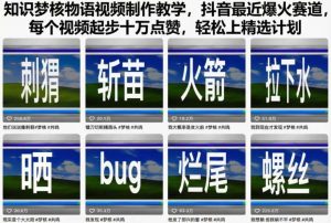 知识梦核物语视频制作教学,抖音最近爆火赛道,每个视频起步十万点赞,轻松上精选计划-阳知网创资源库