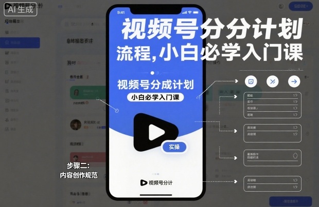 视频号分成计划实操流程,小白必学入门课-阳知网创资源库