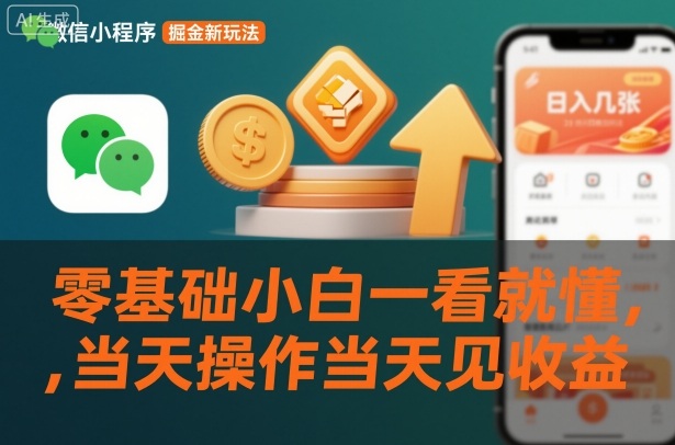 微信小程序掘金新玩法,日入几张,零基础小白一看就懂,当天操作当天见收益【揭秘】-阳知网创资源库