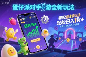 蛋仔派对手游全新玩法，轻松日入1k+，风口信息差玩法，当天见收益，小白一部手机可操作-阳知网创资源库
