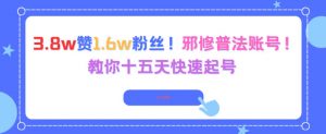 3.8w赞1.6w粉丝,邪修普法账号,教你十五天快速起号-阳知网创资源库