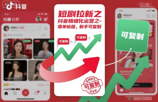 短剧拉新之抖音精细化运营之爆单秘籍,新手可复制-阳知网创资源库
