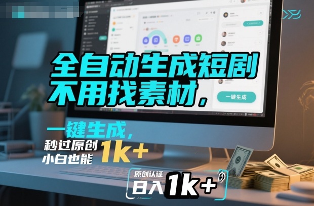全自动生成短剧,不用找素材,不用剪辑,一键生成,秒过原创,小白也能轻松日入1k+【揭秘】-阳知网创资源库