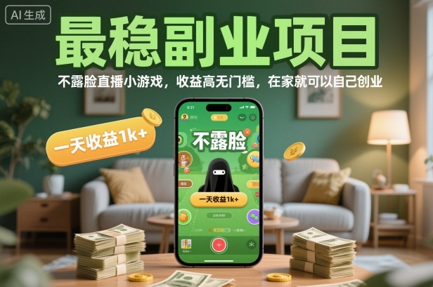 最稳副业项目,不露脸直播小游戏,收益高无门槛,一天收益1k+,在家就可以自己创业【揭秘】-阳知网创资源库
