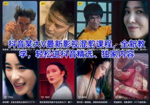 抖音某大V最新影视混剪课程,全新教学,轻松进抖音精选、独家内容-阳知网创资源库