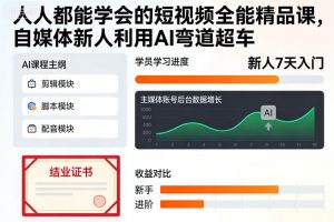 人人都能学会的短视频全能精品课,自媒体新人利用AI弯道超车-阳知网创资源库