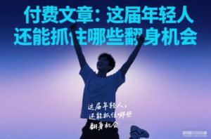 付费文章：这届年轻人，还能抓住哪些翻身机会-阳知网创资源库