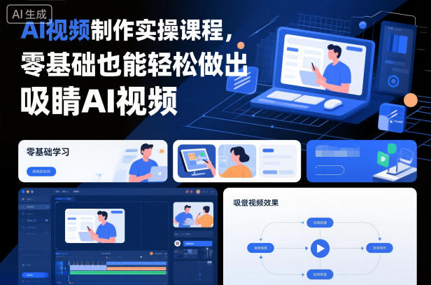 AI视频制作实操课程,零基础也能轻松做出吸睛AI视频-阳知网创资源库