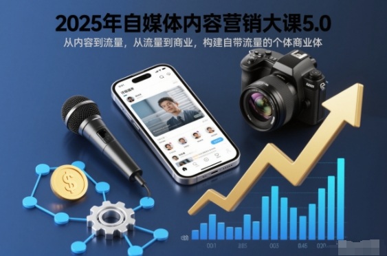 2025年自媒体内容营销大课5.0,从内容到流量,从流量到商业,构建自带流量的个体商业体-阳知网创资源库