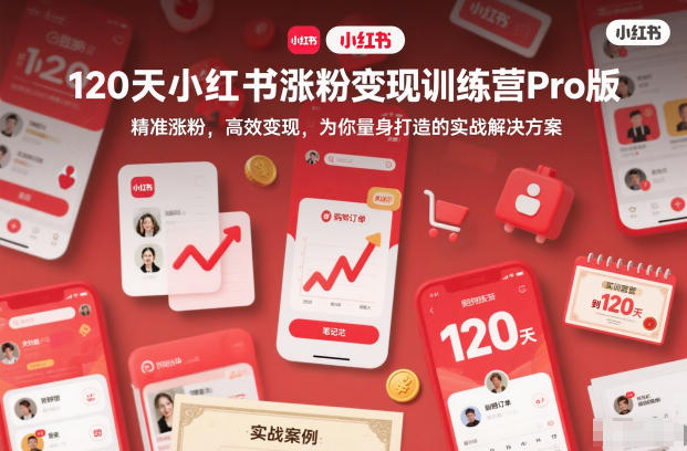 120天小红书涨粉变现训练营Pro版，​精准涨粉，高效变现​，为你量身打造的实战解决方案-阳知网创资源库