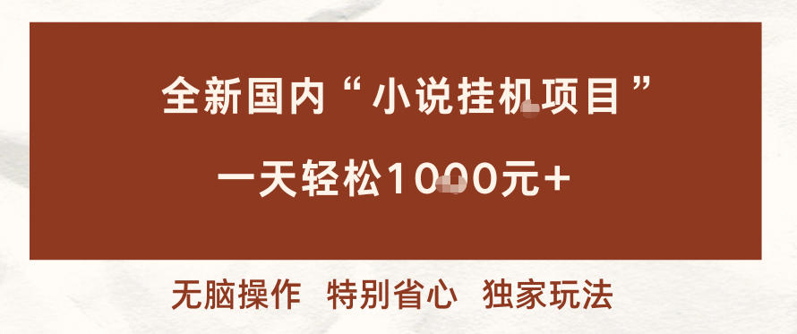 全新国内小说挂G项目,多窗口无脑跑,一天轻松1k+,特别省心【揭秘】-阳知网创资源库