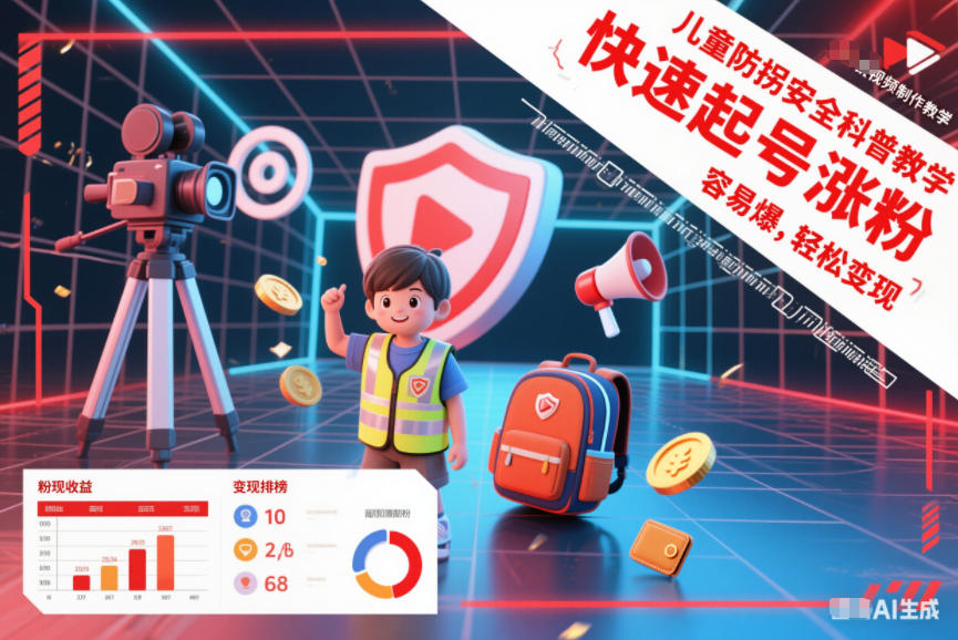 儿童防拐安全科普知识视频制作教学，快速起号涨粉，容易爆，轻松变现-阳知网创资源库