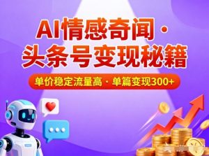 头条号做AI情感奇闻内容，单价稳定流量高，一篇变现3张-阳知网创资源库