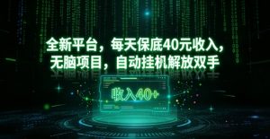 全新平台，每天保底40米收入，无脑项目，自动挂G解放双手【揭秘】-阳知网创资源库