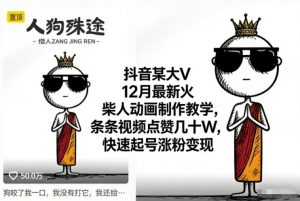 抖音某大V12月最新火柴人动画制作教学,条条视频点赞几十W,快速起号涨粉变现-阳知网创资源库