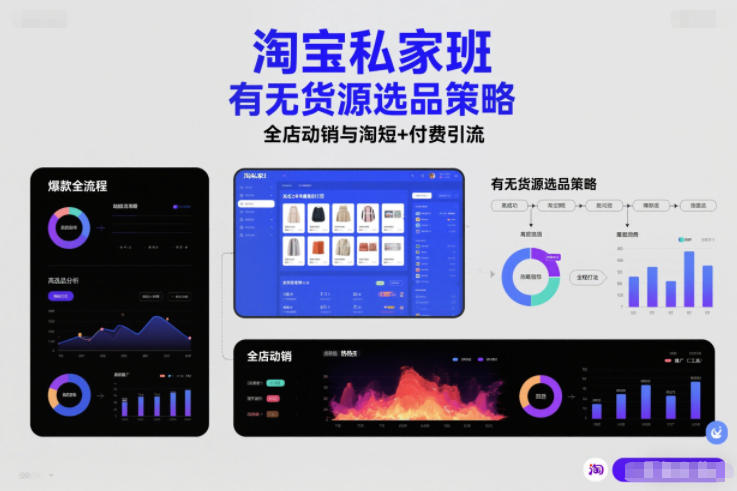 淘宝私家班，有无货源选品策略，高成功率爆款全流程打法，全店动销与淘短+付费引流-阳知网创资源库