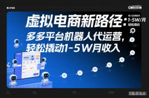 虚拟电商新路径:多多平台机器人代运营,轻松撬动1-5W月收入【揭秘】-阳知网创资源库