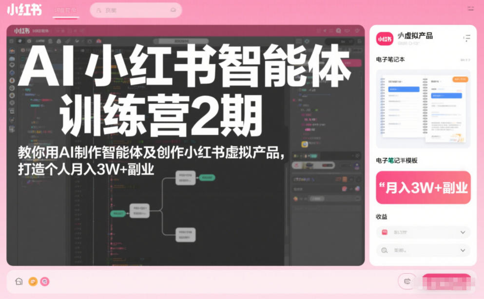 AI小红书智能体训练营2期,教你用AI制作智能体及创作小红书虚拟产品,打造个人月入3W+副业(更新)-阳知网创资源库