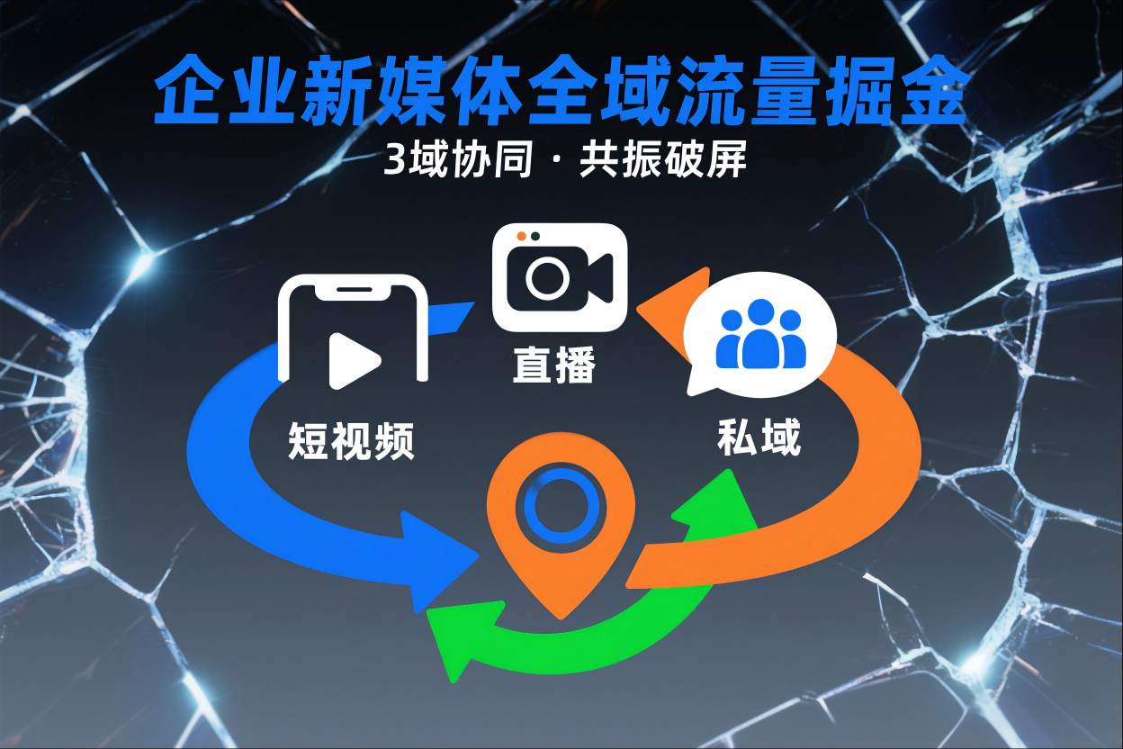 短视频全域商业模式,企业新媒体全域流量掘金,3域协同,共振破屏,短视频-直播-私域-地域-阳知网创资源库