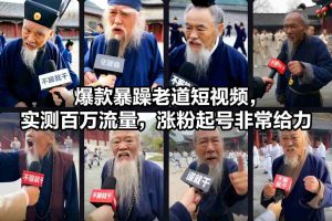 爆款暴躁老道短视频，实测百万流量，涨粉起号非常给力-阳知网创资源库