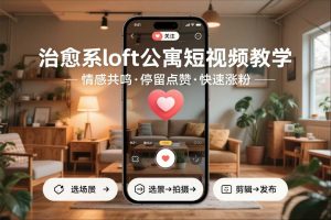 治愈系loft公寓短视频制作教学，情感共鸣引停留点赞关注，快速起号涨粉-阳知网创资源库