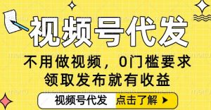 0门槛视频号代发项目,无需剪辑无需做视频,发布就有收益,任务没有上限,小白轻松日入5张【揭秘】-阳知网创资源库