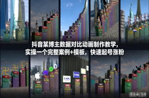 抖音某博主数据对比动画制作教学，实操完整案例+模板，快速起号涨粉-阳知网创资源库