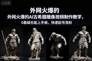 外网火爆的AI古希腊雕像视频制作教学,0基础也能上手做,快速起号涨粉-阳知网创资源库