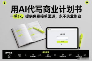 用AI代写商业计划书,一单1k,提供免费接单渠道,永不失业副业-阳知网创资源库